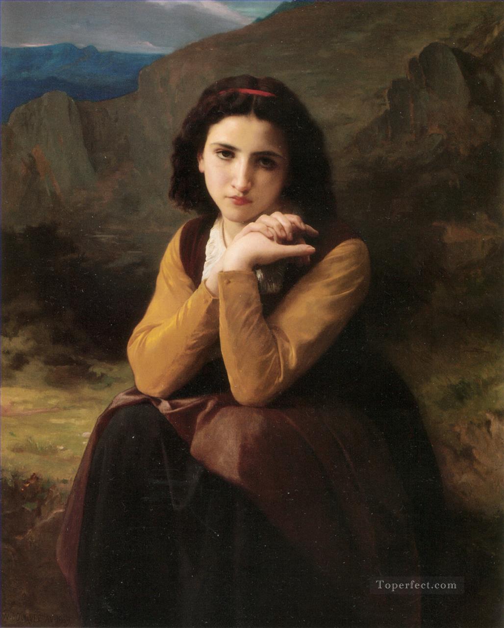 Mignon Pensive Realism William Adolphe Bouguereau Oil Paintings